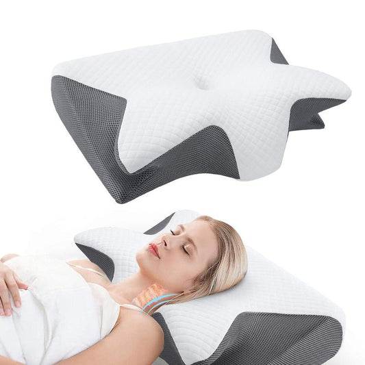 Ergonomic Orthopedic Memory Foam Soft Neck Pillow, 1 Count Comfortable Neck Support Pillow, Neck Rest Cushion for Sleeping, Sleep Pillow, Supportive Memory Foam, Durable Memory Foam