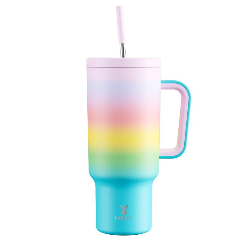 【Shipped from Usa】Meoky Reusable Food Grade Stainless Steel Cup for School, Outdoor, Office, Portable Leak-Proof Car Thermos Cup, Keeps Cold for 24 Hours, Valentine'S Day Gift (1182Ml)