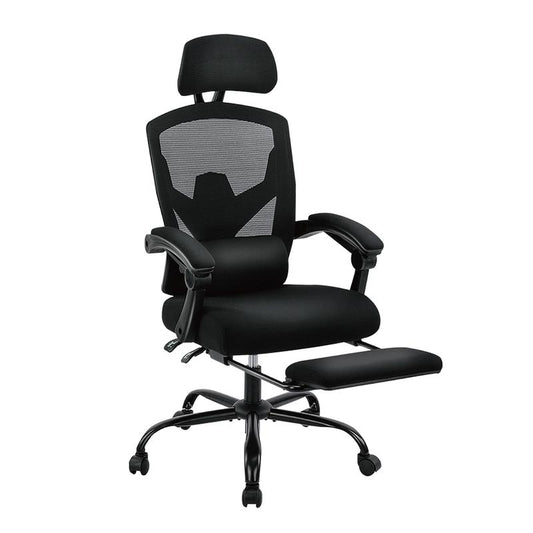 【Back to School】Sweet Furniture Ergonomic Office Chair with Foot Rest and Adjustable Headrest, Mesh Swivel Rolling Task Chair, Height Adjustable, Office Gifts