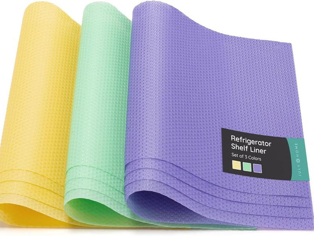 July Home Refrigerator Shelf Liners – 12-Pack, 17.7"X11.4", Washable, Non-Slip Fridge Mats for Fruit, Vegetables & Spills, Waterproof & Easy to Clean