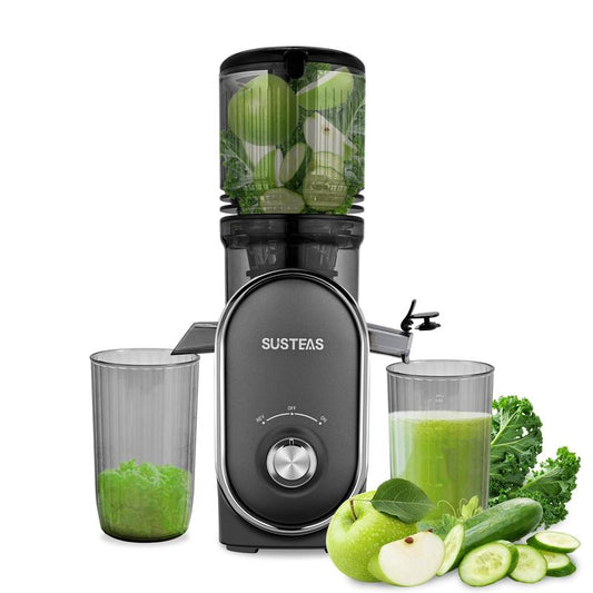 SUSTEAS Cold Press Juicer, 5.3 Inch Large Feed Opening, Slow Masticator Chute, for Whole Vegetables and Fruits, High Yield, Easy to Clean Springtok Steel