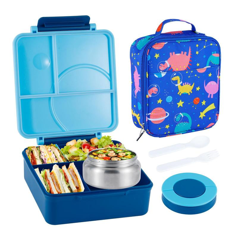 4-Compartment Bento Lunch Box with Soup Cup, 1 Set Microwave Safe Plastic Bento Container, Lunch Accessories, Portable Food Storage for Travel and Lunches