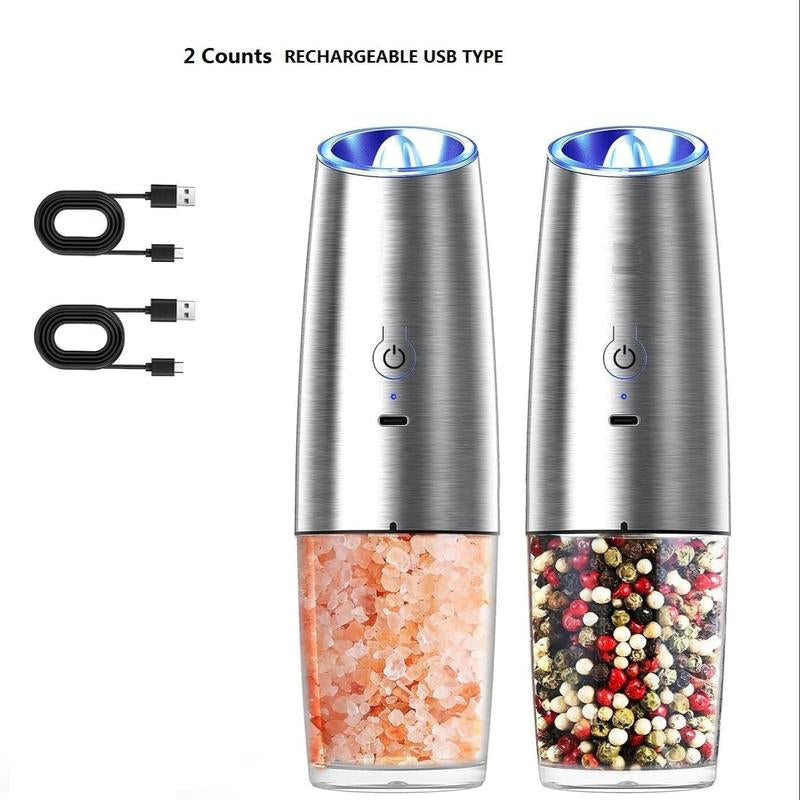 Electric Salt & Pepper Grinder Set, 1/2 Counts Battery Powered Household Seasoning Grinder, Portable Handheld Grinder for Kitchen(Without Battery), Gift