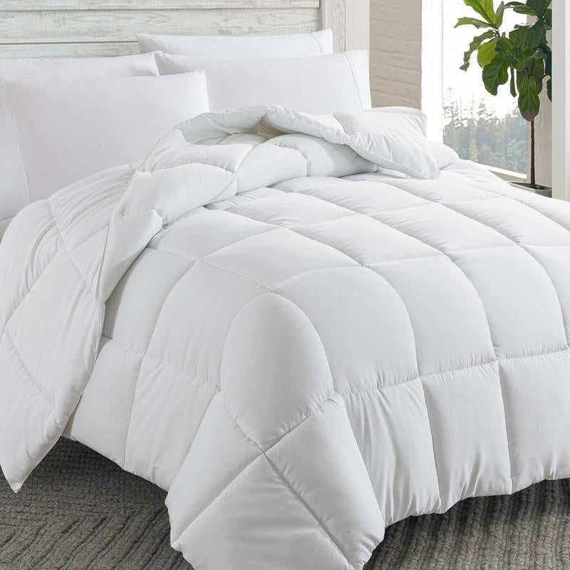 Cosybay down Alternative Comforter with 4 Corner Tabs All-Season Lightweight Reversible Duvet Insert Soft Fluffy Breathable Quilt Warm for Bedroom School High Quality Hotel Bedding Machine Washable Black Queen Size - Fathersdaygift