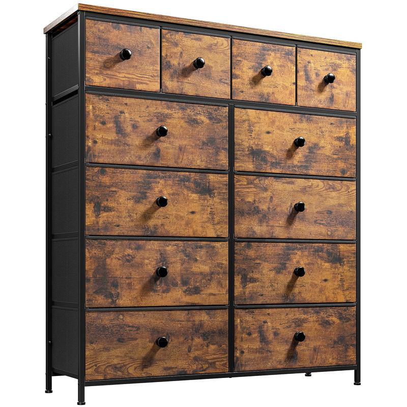 【Tiktokshopbacktoschool】Raybeefurniture 12 Drawer Dresser for Bedroom with Fabric Drawers, Large Storage Chest with Metal Frame & Wood Top, Modern Closet Organizer Dresser for Women, Living Room, Entryway, Clothes, Linens, Accessories