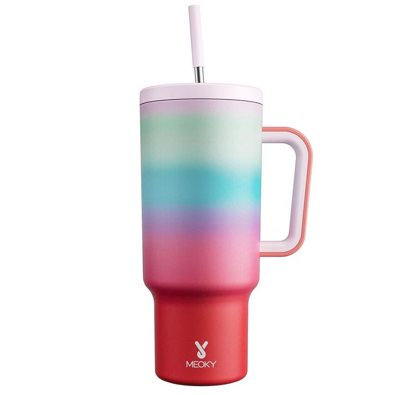 【Shipped from Usa】Meoky Reusable Food Grade Stainless Steel Cup for School, Outdoor, Office, Portable Leak-Proof Car Thermos Cup, Keeps Cold for 24 Hours, Valentine'S Day Gift (1182Ml)