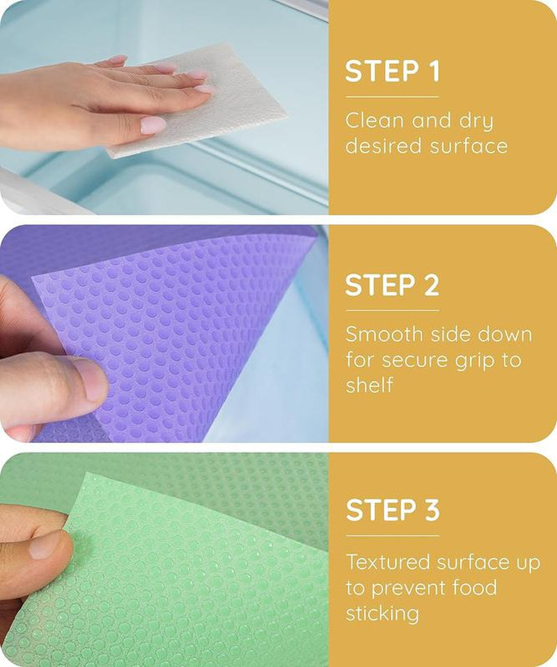 July Home Refrigerator Shelf Liners – 12-Pack, 17.7"X11.4", Washable, Non-Slip Fridge Mats for Fruit, Vegetables & Spills, Waterproof & Easy to Clean
