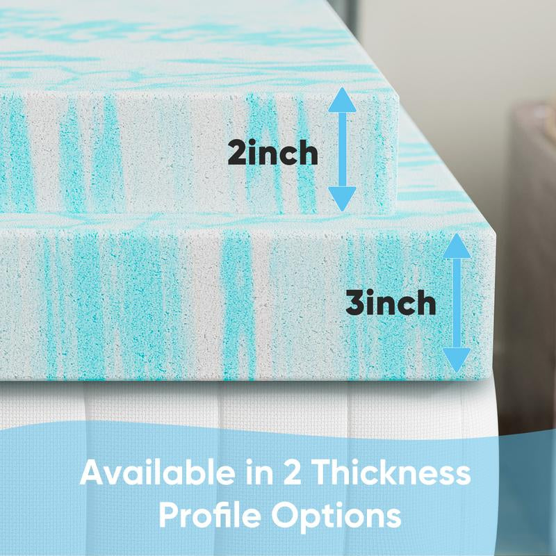【Back to School】Sweet Furniture Memory Foam Bed Topper with Cooling Gel Swirl Infusion - Perfect Gift for a Cozy Sleep