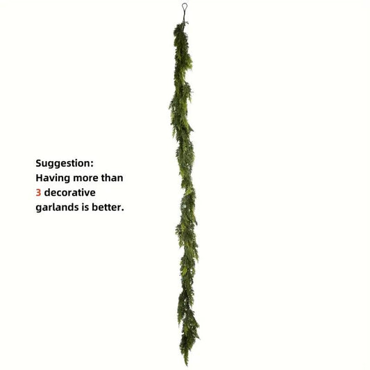 Lush Artificial Cedar Garland 72"- Perfect for Home Holiday Decor, Ideal for Tabletops,Ornaments Holiday Decoration Plastic Plants Flowers Decorative Tree Decorating