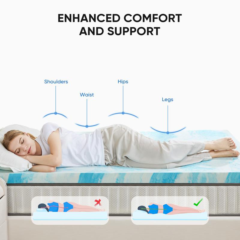 【Back to School】Sweet Furniture S - Mattress Topper Full Gel Memory Foam Mattress Topper
