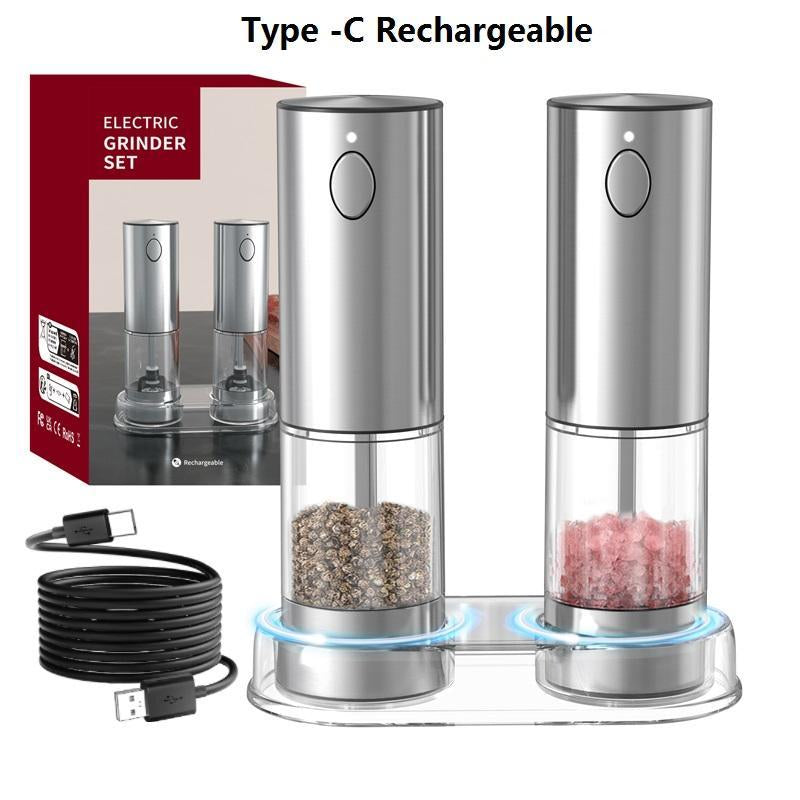 Electric Salt & Pepper Grinder Set, 1/2 Counts Battery Powered Household Seasoning Grinder, Portable Handheld Grinder for Kitchen(Without Battery), Gift