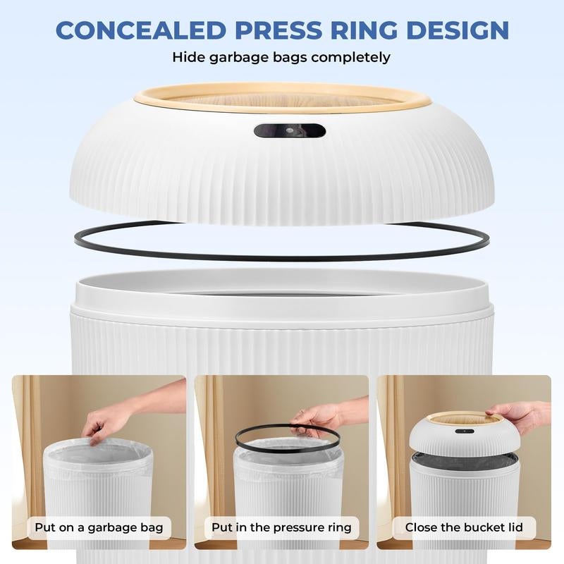 Pukomc Smart Induction Waterproof Trash Can for Bathroom, Bedroom, Office Nordic Style, Household Items Saving Space Motion Sensor Multifunctional Home Goods Environmentally Friendly Automatic