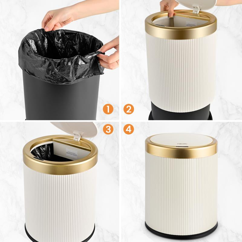 Pukomc Smart Induction Waterproof Trash Can for Bathroom, Bedroom, Office Nordic Style, Household Items Saving Space Motion Sensor Multifunctional Home Goods Environmentally Friendly Automatic