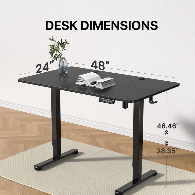 Ergear Electric Adjustable Standing Desk 48X24/55X28"Ergonomic Design W/Memory Preset Modern Metal Laptop Game Player Space-Saving Mobile Stand Computer Splice Board Work Table Workstation