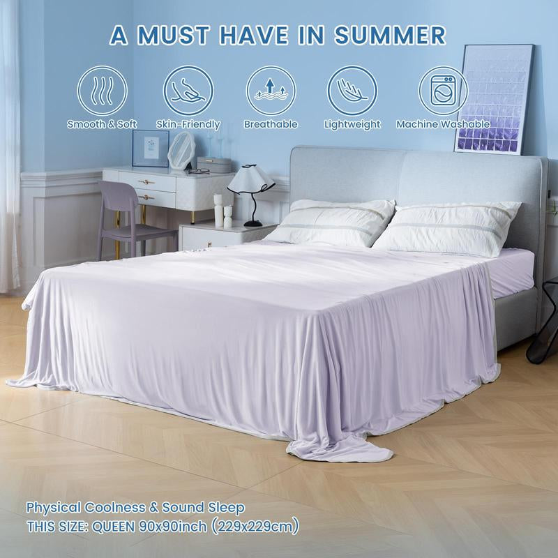 Summer Cooling Blanket, 1 Count Cold Air Conditioning Nylon Blanket, Lightweight Breathable Soft Cooling Smooth Blankets for Sleeping, Cozy Room Accessories, Mother'S Day Gifts, Machine Washable Blanket, Soft Fleece Blanket, Cozy Throw Blanket