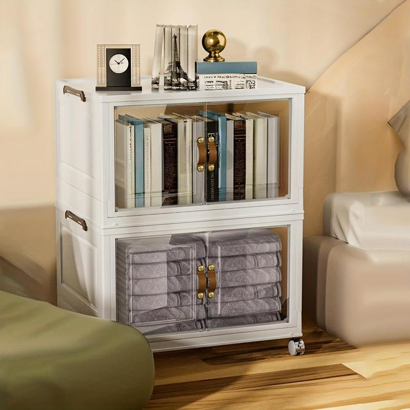 Summer Collapsible Storage Box with Lid & Wheels, 1 Count Large Capacity Clothes & Food Storage Container, Home Organizer【Please Place Order One by One】
