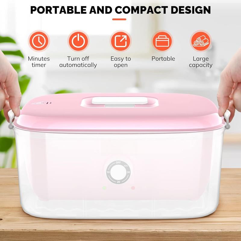 Hot Towel Steamer for Facials, Hot Towel Warmer Quickly Heats up in 5 Minutes, Portable Towel Machine Fits 16 Mini Towels, Salon Equipment Towel Warmer for Facials, , Massage, Pink Shower Home Goods