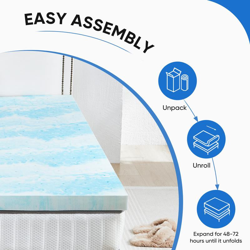 【Back to School】Sweet Furniture S - Mattress Topper Full Gel Memory Foam Mattress Topper