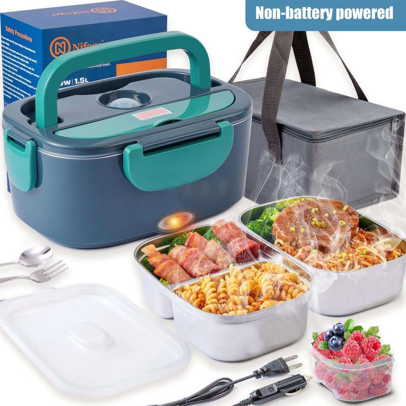 Nifogo Electric Lunch Box, 80W Food Heater 1,8L for Adults Portable Food Heater with Tableware and Lunch Bag, Car & Home Portable Electronic Food Heater for Home Office Travel