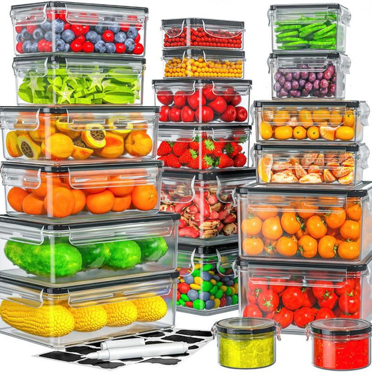 AISOON 40 PCS 85Oz Airtight Food Storage Set (20 Containers & Lids), Bpa-Free,Leakproof, Microwave-Safe,For Kitchen Organization, Fruit Organizer