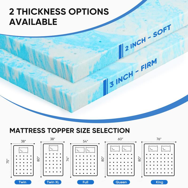 【Back to School】Sweet Furniture S - Mattress Topper Full Gel Memory Foam Mattress Topper