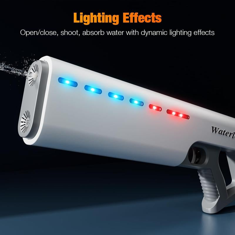 20 Inchs Electric Water Gun with Automatic Water Absorption, IP67 Waterproof Function,Built-In 1500Mah Battery, Long Range 30 -35FT, 600Ml Capacity, Rechargeable Outdoor Pool Pulse Squirt Gun for Adult, Kids