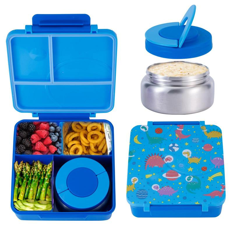 4-Compartment Bento Lunch Box with Soup Cup, 1 Set Microwave Safe Plastic Bento Container, Lunch Accessories, Portable Food Storage for Travel and Lunches
