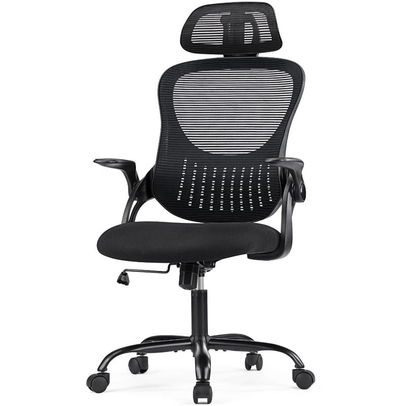【Back to School】Sweet Furniture Ergonomic Office Chair with Foot Rest and Adjustable Headrest, Mesh Swivel Rolling Task Chair, Height Adjustable, Office Gifts