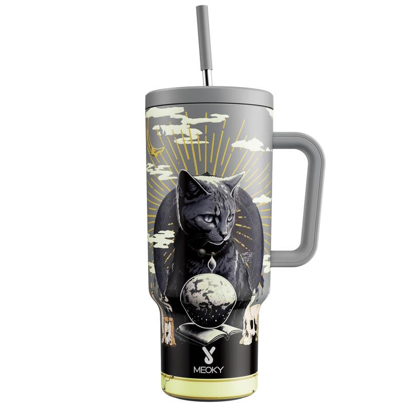 【Shipped from Usa】Meoky Reusable Food Grade Stainless Steel Cup for School, Outdoor, Office, Portable Leak-Proof Car Thermos Cup, Keeps Cold for 24 Hours, Valentine'S Day Gift (1182Ml)