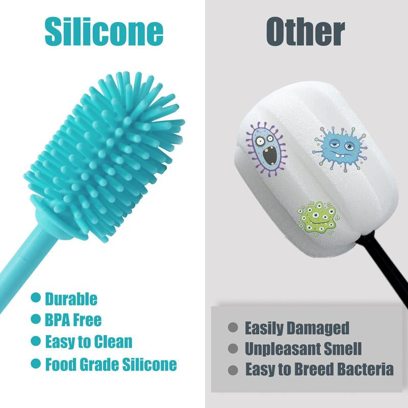 2 Pack Silicone Bottle Brush Cleaner Lab Cleaning Brush for Bottle - Blue Set Kitchen