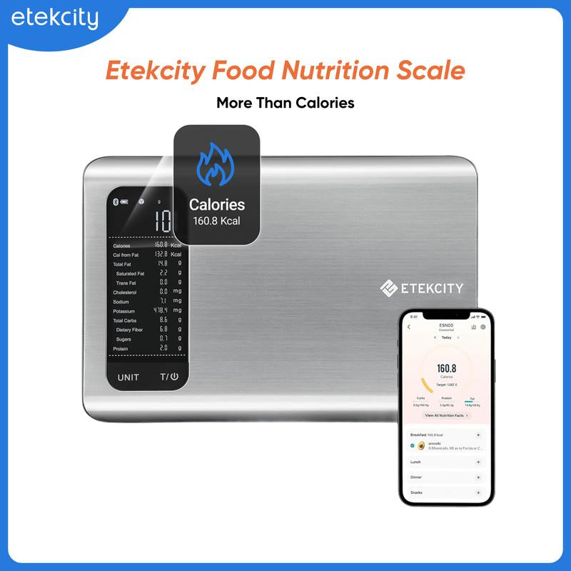 Etekcity Food Nutrition Scale, Digital Kitchen Calories Scale in Grams and Ounces, 19 Nutrient Facts, 11Lb Capacity, Stainless Steel, Kitchen Gadgets, Compact Design