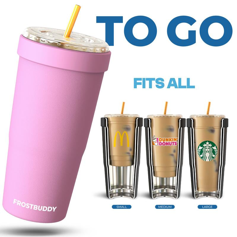 To-Go Buddy - Universal Cup Insulator for To-Go Cups - Keeps Drinks Hot Cold 12+ Hours - Vacuum Insulated Tumbler