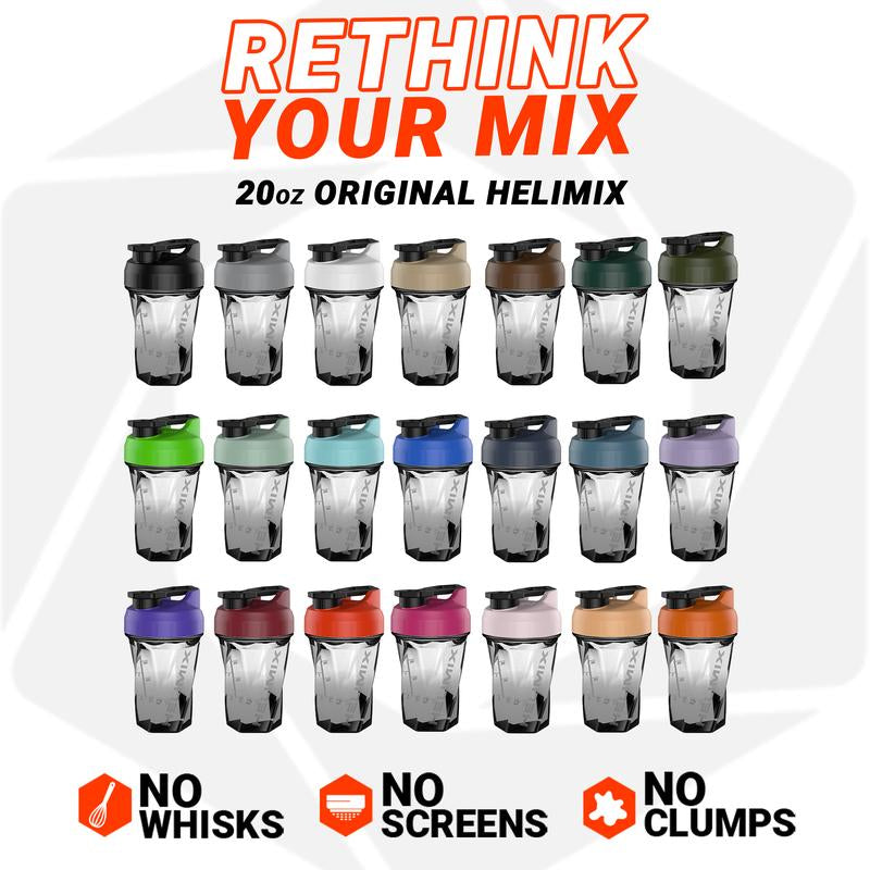 HELIMIX Blender Shaker Bottle Made in USA No Whisk Ball Needed