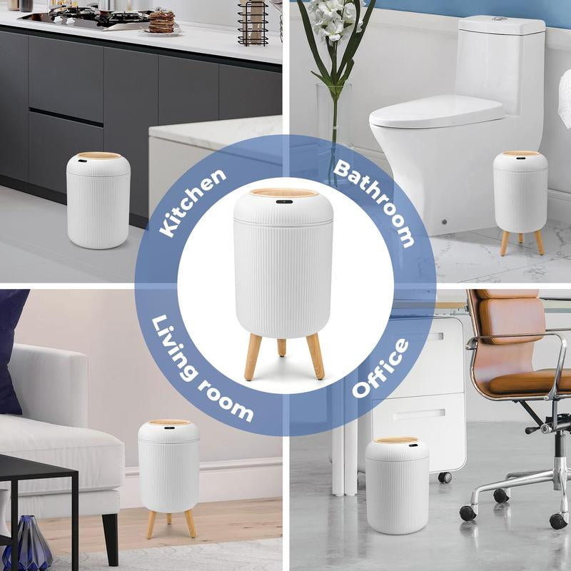 Pukomc Smart Induction Waterproof Trash Can for Bathroom, Bedroom, Office Nordic Style, Household Items Saving Space Motion Sensor Multifunctional Home Goods Environmentally Friendly Automatic