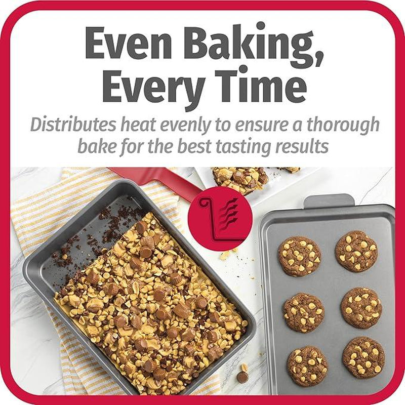 Goodcook Everyday 9" X 13" Nonstick Steel Oblong Cake Baking Pan with Metal Lid, Gray