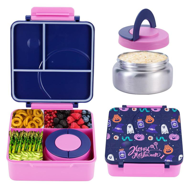 4-Compartment Bento Lunch Box with Soup Cup, 1 Set Microwave Safe Plastic Bento Container, Lunch Accessories, Portable Food Storage for Travel and Lunches