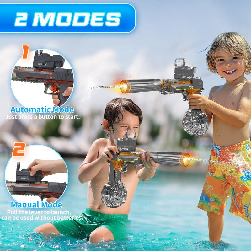 Electric Water Shooter with LED Lights, Powerful Squirt Water Pistol for Kids/Aldults,Long Range Shoot Reach to 26-35Ft Outdoor Water Toy,High Powered IP67 Waterproof for Summer, Outdoor,Party,Birthday Gift,Water Guns