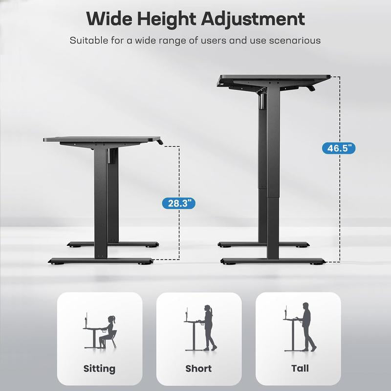 Ergear Electric Adjustable Standing Desk 48X24/55X28"Ergonomic Design W/Memory Preset Modern Metal Laptop Game Player Space-Saving Mobile Stand Computer Splice Board Work Table Workstation