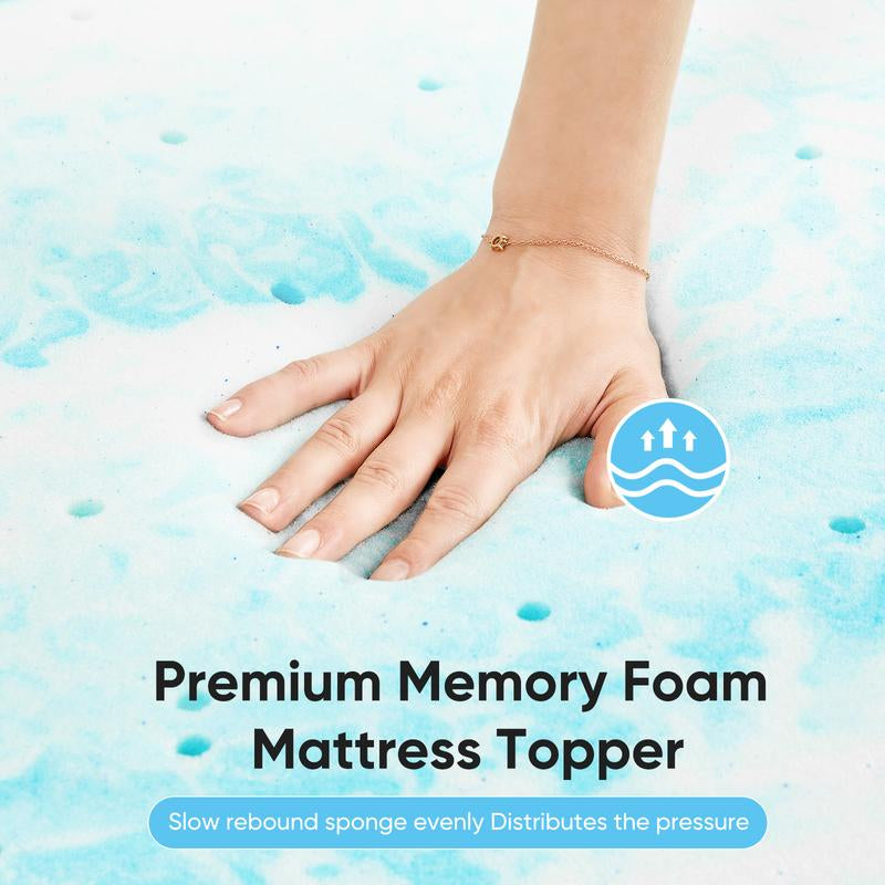 【Back to School】Sweet Furniture Memory Foam Bed Topper with Cooling Gel Swirl Infusion - Perfect Gift for a Cozy Sleep