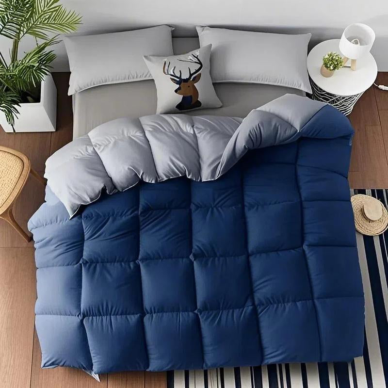 Cosybay down Alternative Comforter with 4 Corner Tabs All-Season Lightweight Reversible Duvet Insert Soft Fluffy Breathable Quilt Warm for Bedroom School High Quality Hotel Bedding Machine Washable Black Queen Size - Fathersdaygift