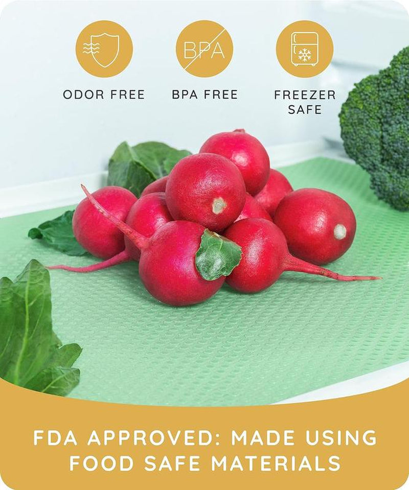 July Home Refrigerator Shelf Liners – 12-Pack, 17.7"X11.4", Washable, Non-Slip Fridge Mats for Fruit, Vegetables & Spills, Waterproof & Easy to Clean