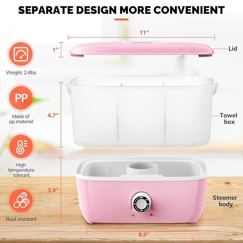 Hot Towel Steamer for Facials, Hot Towel Warmer Quickly Heats up in 5 Minutes, Portable Towel Machine Fits 16 Mini Towels, Salon Equipment Towel Warmer for Facials, , Massage, Pink Shower Home Goods