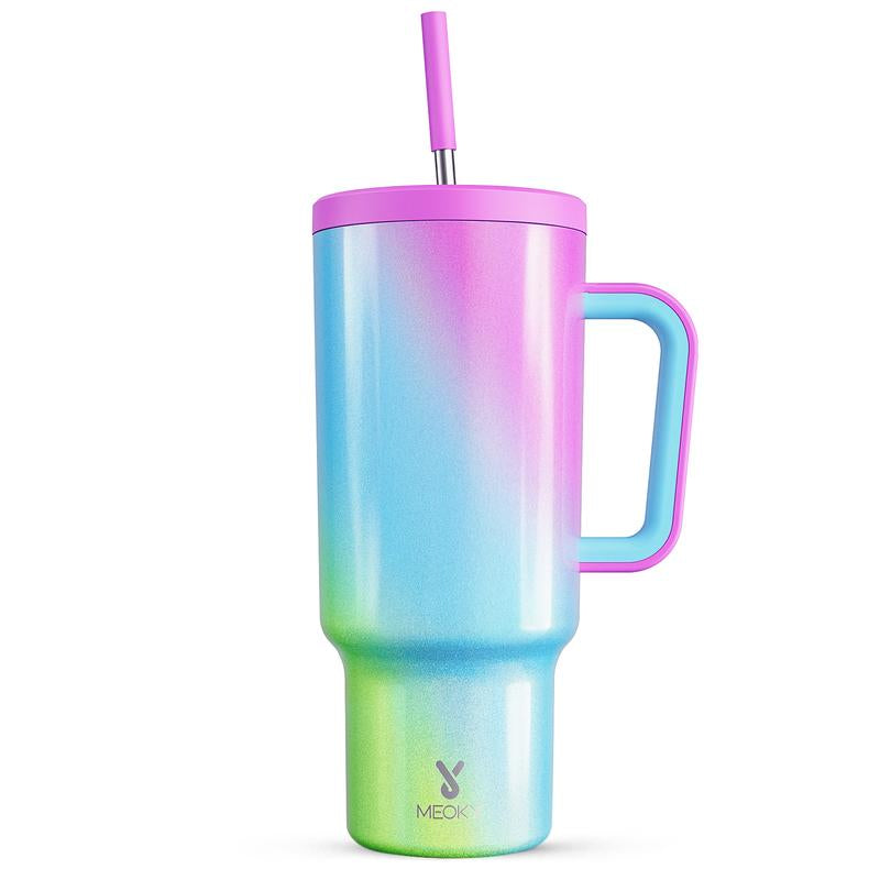 【Shipped from Usa】Meoky Reusable Food Grade Stainless Steel Cup for School, Outdoor, Office, Portable Leak-Proof Car Thermos Cup, Keeps Cold for 24 Hours, Valentine'S Day Gift (1182Ml)