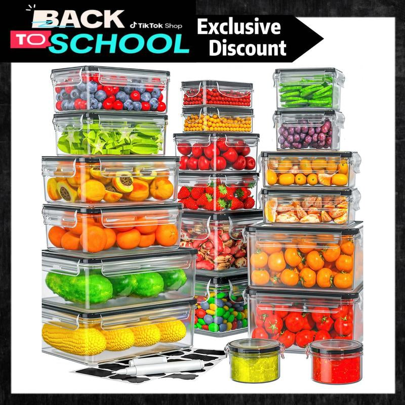 AISOON 40 PCS 85Oz Airtight Food Storage Set (20 Containers & Lids), Bpa-Free,Leakproof, Microwave-Safe,For Kitchen Organization, Fruit Organizer