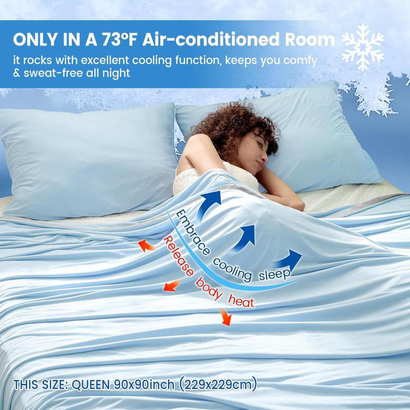 Summer Cooling Blanket, 1 Count Cold Air Conditioning Nylon Blanket, Lightweight Breathable Soft Cooling Smooth Blankets for Sleeping, Cozy Room Accessories, Mother'S Day Gifts, Machine Washable Blanket, Soft Fleece Blanket, Cozy Throw Blanket