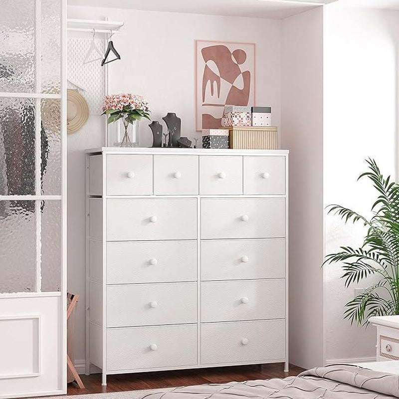 【Tiktokshopbacktoschool】Raybeefurniture 12 Drawer Dresser for Bedroom with Fabric Drawers, Large Storage Chest with Metal Frame & Wood Top, Modern Closet Organizer Dresser for Women, Living Room, Entryway, Clothes, Linens, Accessories