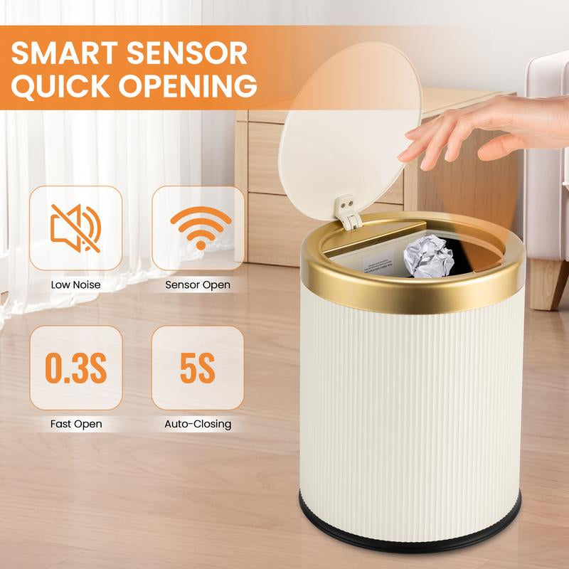 Pukomc Smart Induction Waterproof Trash Can for Bathroom, Bedroom, Office Nordic Style, Household Items Saving Space Motion Sensor Multifunctional Home Goods Environmentally Friendly Automatic