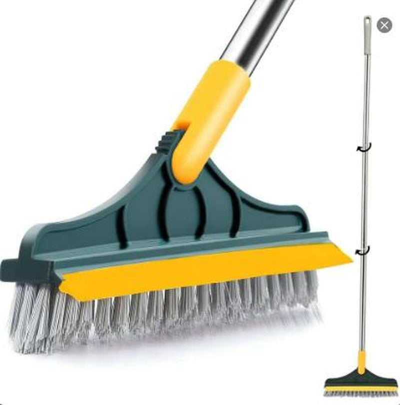 2 in 1 Floor Brush Scrubber with Long Handle Grout Brush 2023 New Upgrade Scrape Stiff Bristle Cleaning Scrub Brush with Squeegee 120°Rotating Tile Brush for Cleaning Bathroom Glass Patio Kitchen Floor Cleaner Floor Spatula Deck Brush Floor Brush