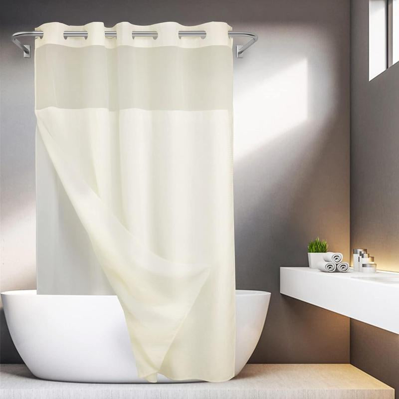 Waffle Pattern Shower Curtain, 1 Count Double Layer Waterproof Shower Curtain, Removable Shower Curtain with Snaps, Bathroom Supplies, Shower Essentials