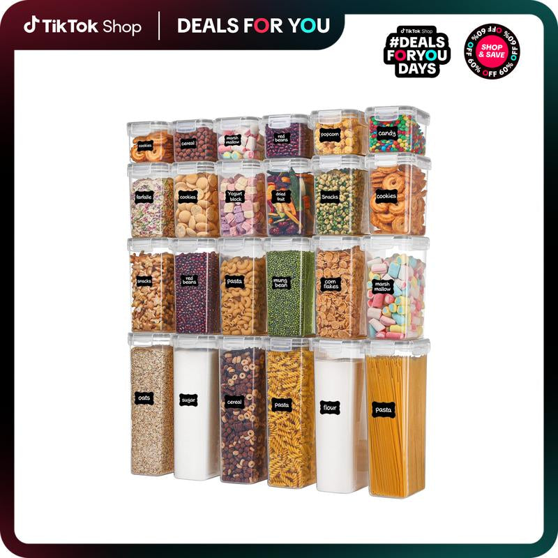 Vtopmart Airtight Food Storage Containers with Lids, 24 / 32 Pcs Plastic Kitchen and Pantry Organization Canisters, BPA Free, Reusable Stackable #Smartliving